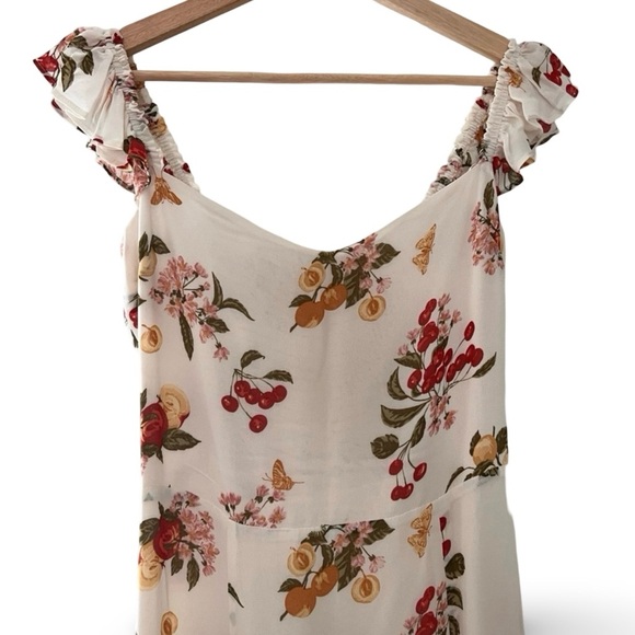 New Reformation Bondi Midi Georgette Side Slit Dress Floral Fruity Size 2 - Picture 9 of 16